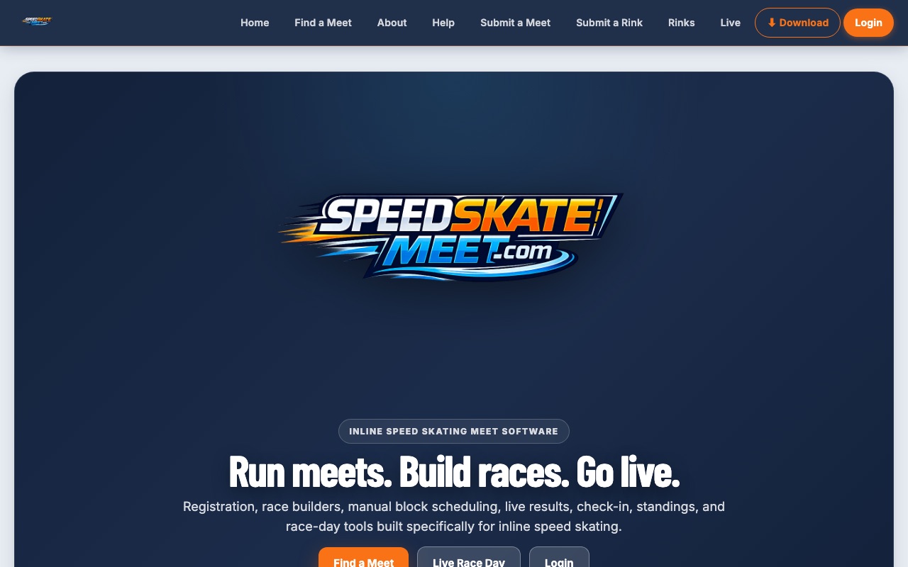 Speed Skate Meet — inline speed skating meet software